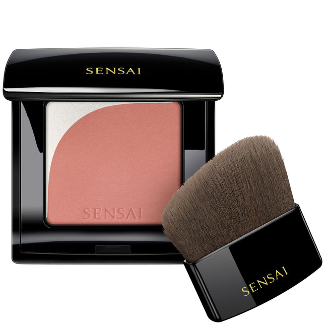 Sensai blush compact with brush on a white background